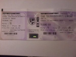 Stade Toulousain - Ticket (14.9.13)
